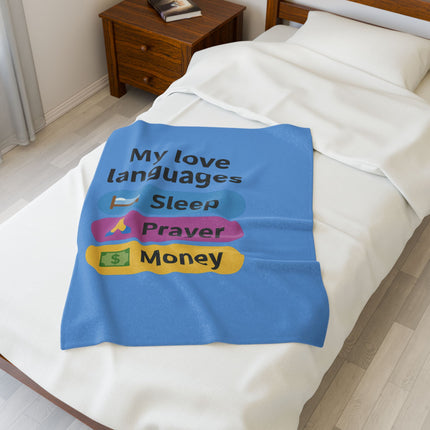Cozy Love Languages Plush Blanket | Perfect Gift for Sleep Lovers, Prayer Enthusiasts & Money Dreamers, Unique Home Decor
