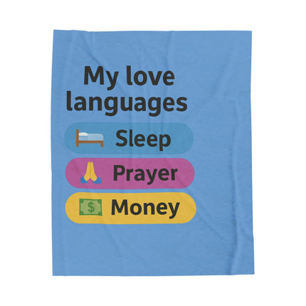 Cozy Love Languages Plush Blanket | Perfect Gift for Sleep Lovers, Prayer Enthusiasts & Money Dreamers, Unique Home Decor