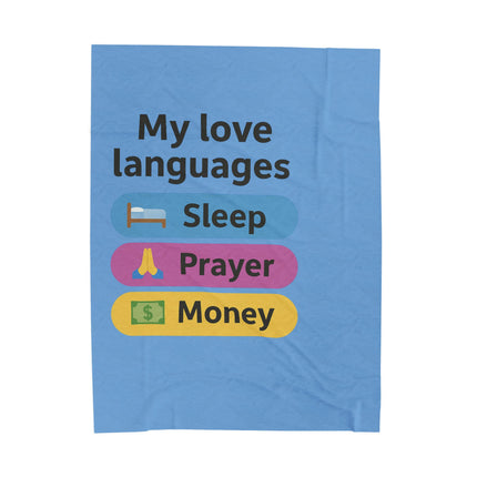 Cozy Love Languages Plush Blanket | Perfect Gift for Sleep Lovers, Prayer Enthusiasts & Money Dreamers, Unique Home Decor