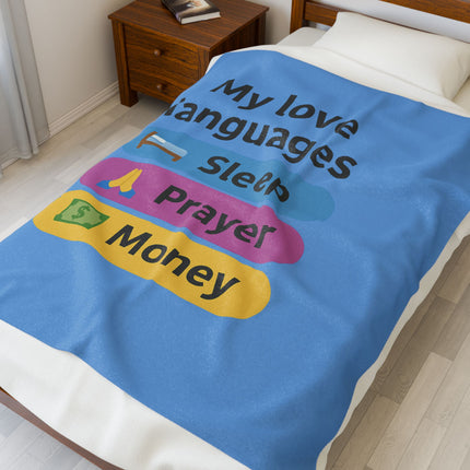 Cozy Love Languages Plush Blanket | Perfect Gift for Sleep Lovers, Prayer Enthusiasts & Money Dreamers, Unique Home Decor