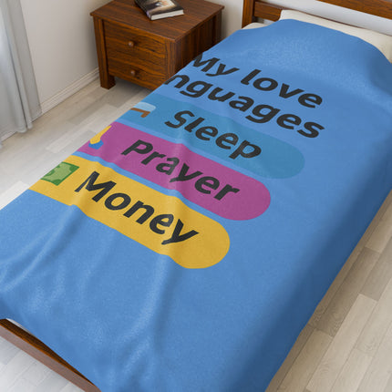 Cozy Love Languages Plush Blanket | Perfect Gift for Sleep Lovers, Prayer Enthusiasts & Money Dreamers, Unique Home Decor